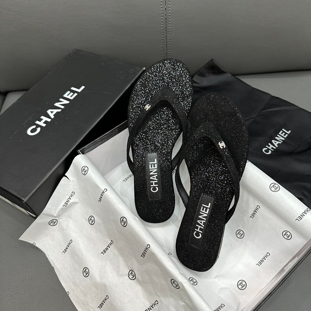 Fashion glitter rhinestone thong flat slides