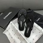 Fashion glitter rhinestone thong flat slides