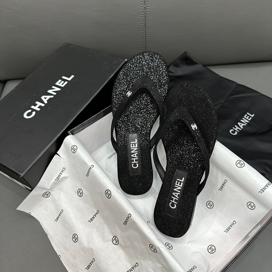 Fashion glitter rhinestone thong flat slides