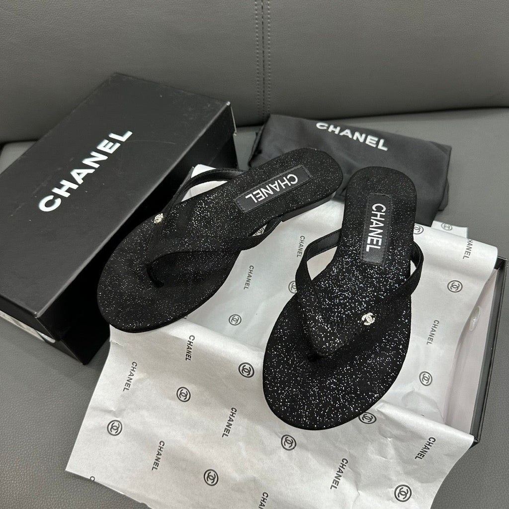 Fashion glitter rhinestone thong flat slides