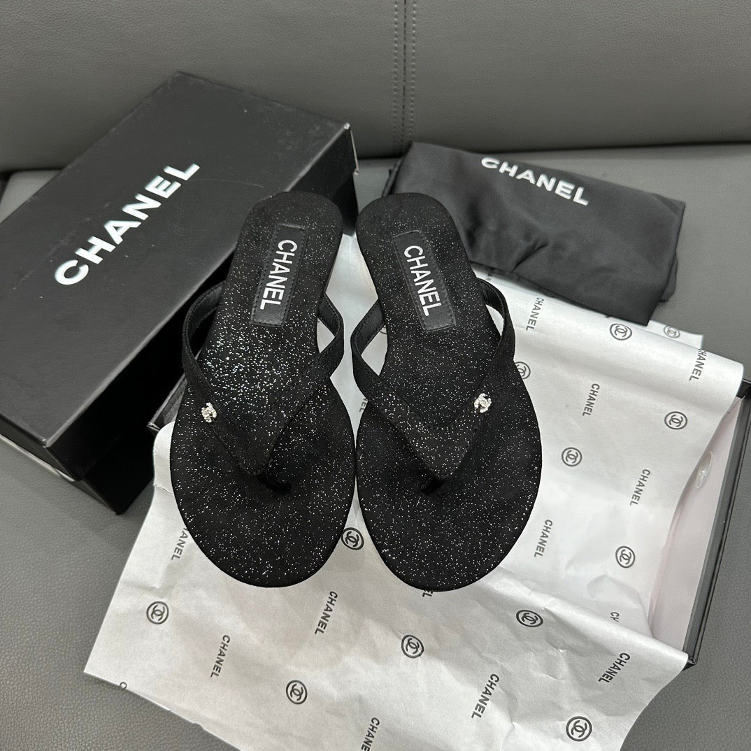 Fashion glitter rhinestone thong flat slides