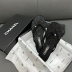 Fashion glitter rhinestone thong flat slides
