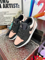 Black and pink color-block low-top casual sneakers