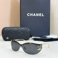 Luxury Rimless Shield Sunglasses | Gold Metal Accent UV400 Fashion Eyewear