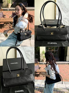 Light Luxury Litchi Grain Leather Quilted Shoulder & Handbag