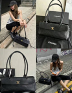 Light Luxury Litchi Grain Leather Quilted Shoulder & Handbag