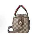 Vintage Print Mini Leather Boston Top Handle Bag