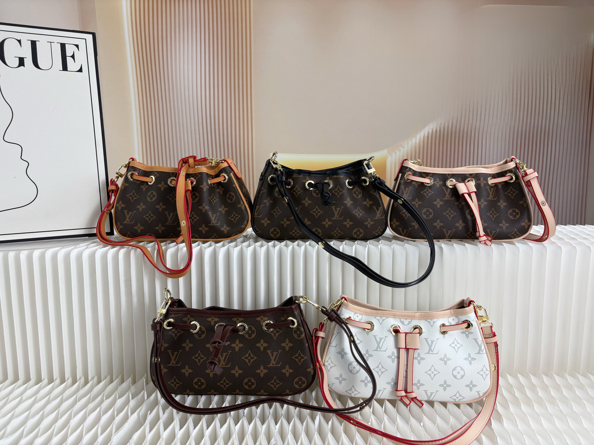 Monogram Shoulder Bag | Adjustable Strap & Drawstring Closure