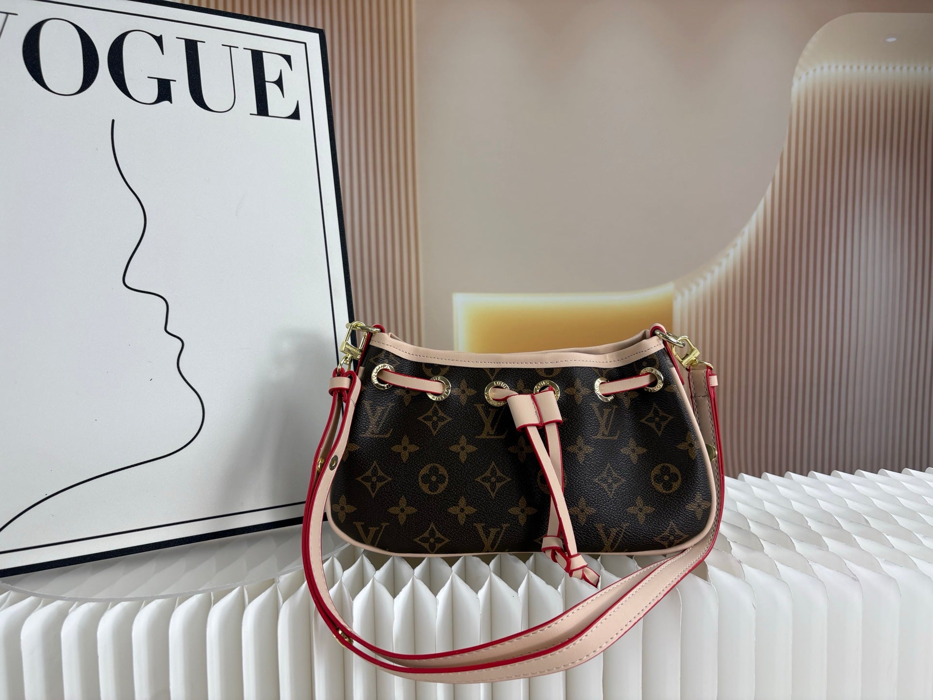 Monogram Shoulder Bag | Adjustable Strap & Drawstring Closure