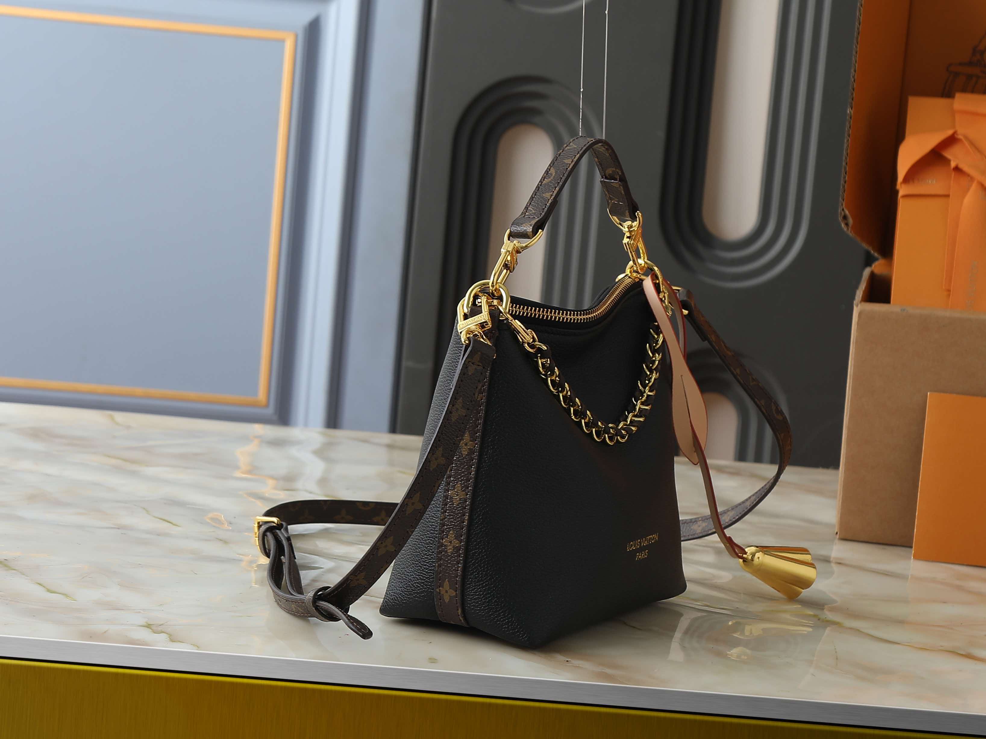 Vintage Monogram Hobo Shoulder Bag | Woven Chain Strap