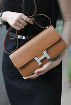 Luxury Top-Grain Leather H Lock Constance Crossbody Shoulder Bag