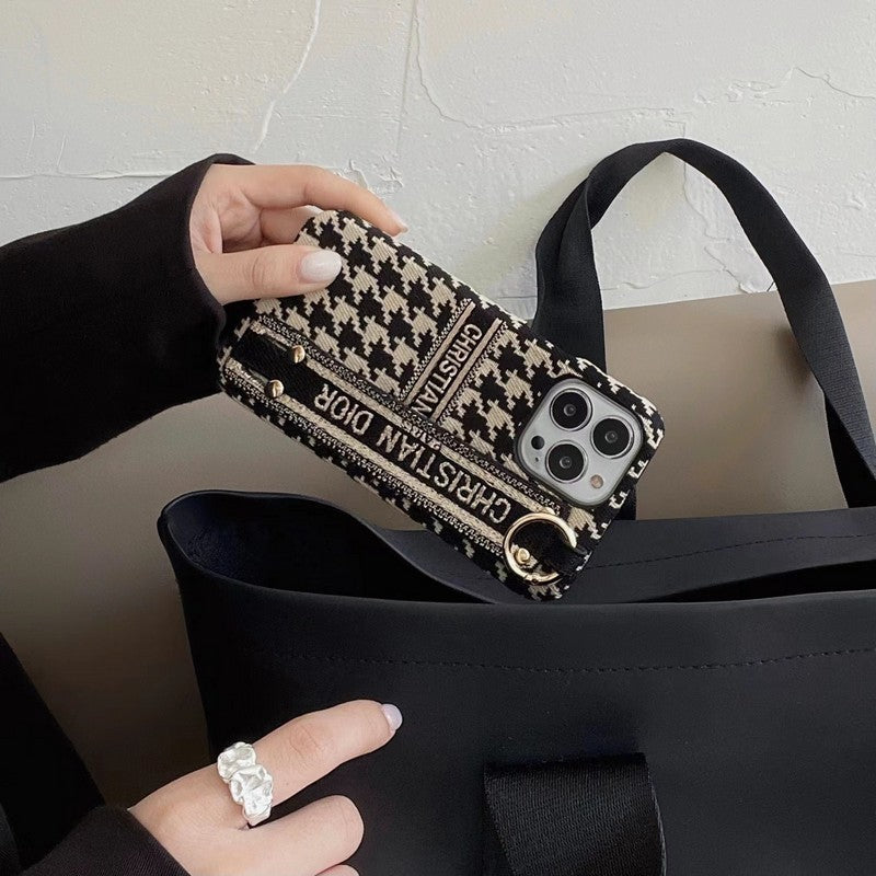Capa para iPhone com pulseira Houndstooth da moda