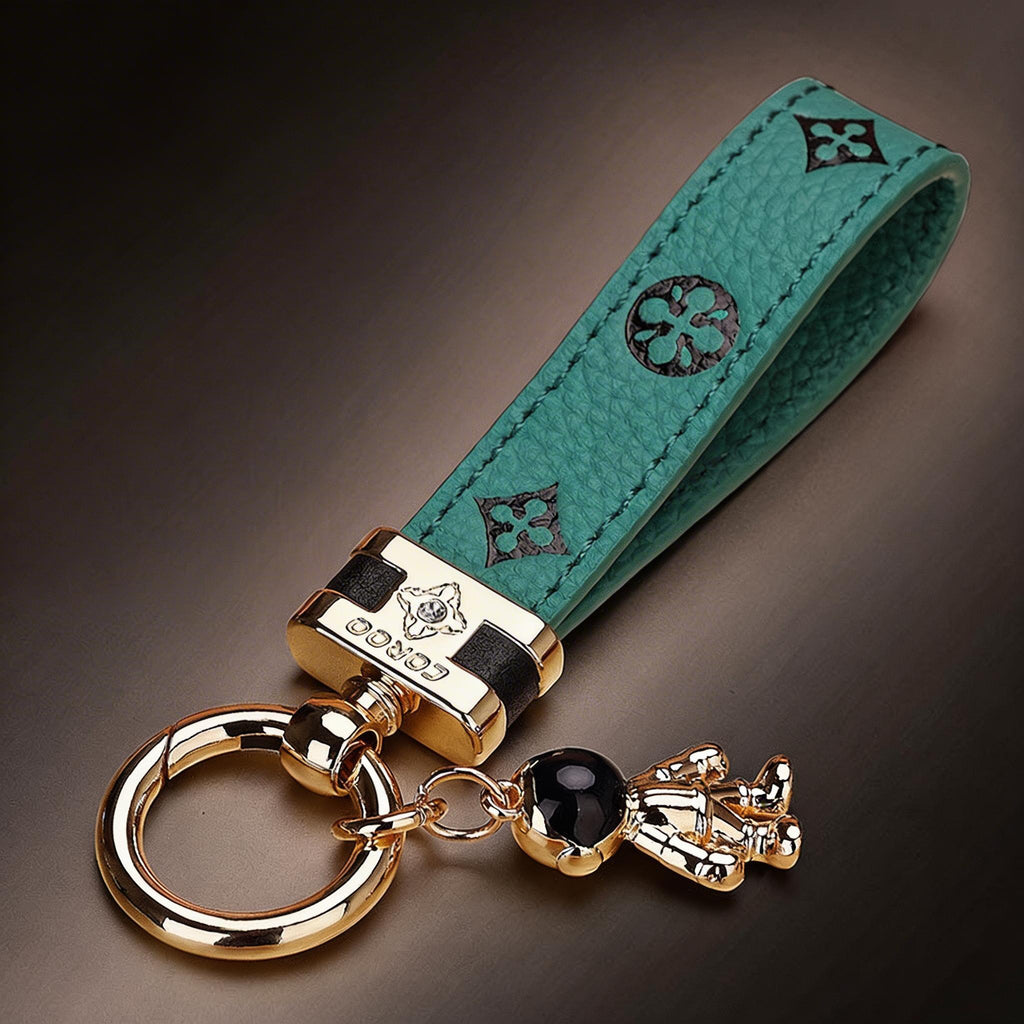 Genuine Leather Luxury Car Astronaut Keychain