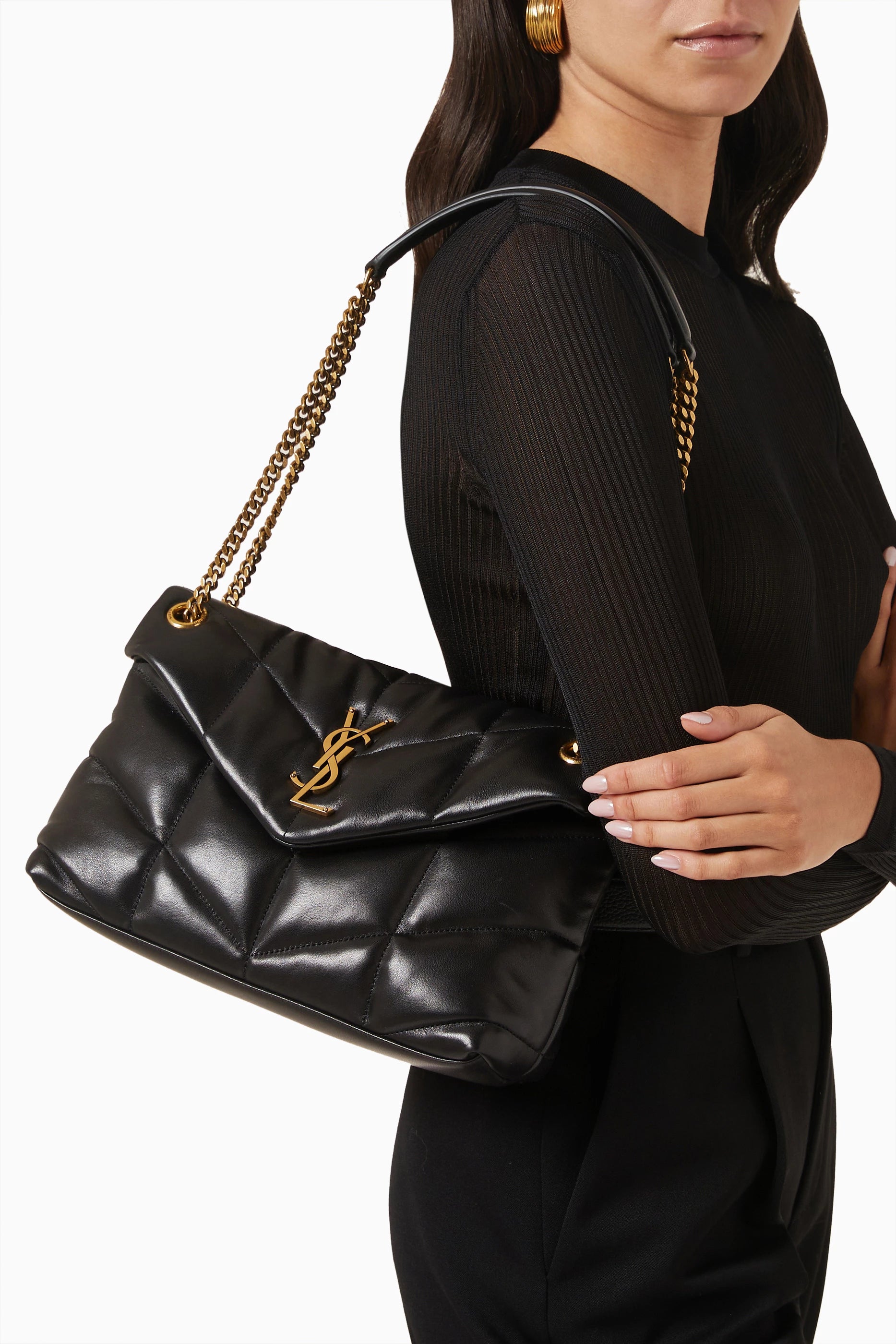 Luxe Quilted Lambskin Shoulder Bag with Chain Strap