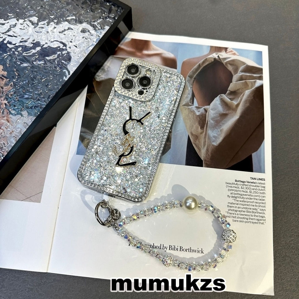 Capa para iPhone luxuosa com glitter holográfico Y - S - L - Diamond Shine Edition