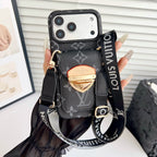 Luksusowe etui Crossbody na iPhone'a z kieszenią na kartę & Odpinany pasek
