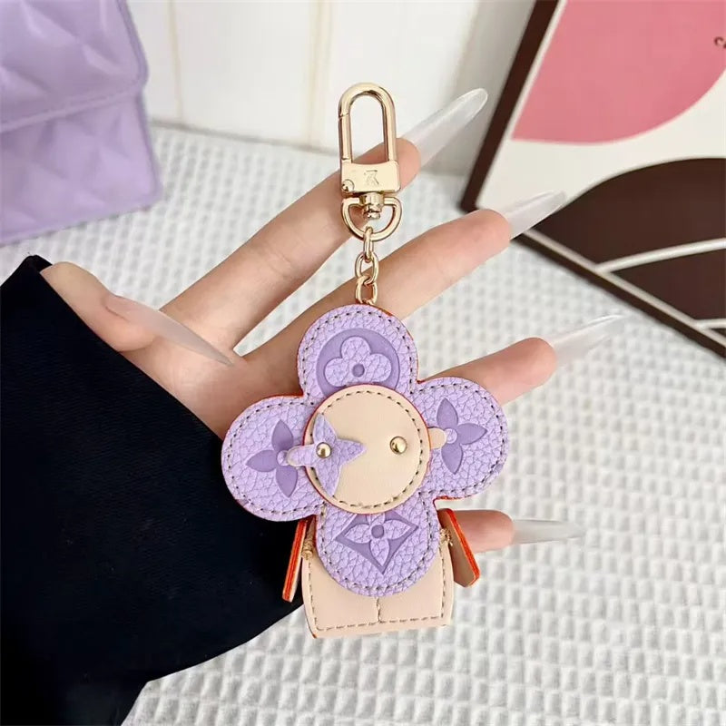 Flower Leather Bag Charm | Cute Keychain & Handbag Accessory