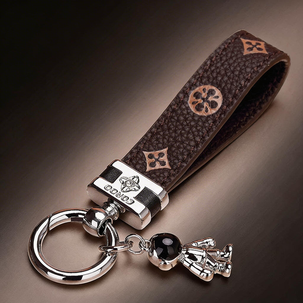 Genuine Leather Luxury Car Astronaut Keychain