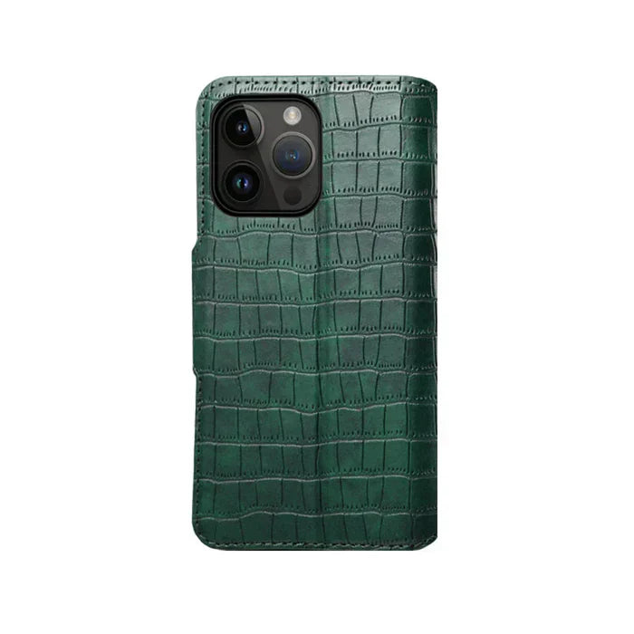 Alligator Print iPhone Case With Wallet And Strap