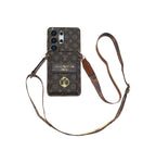 Luxury Advanced Leather Samsung Phone Case with Wallet and Strap.