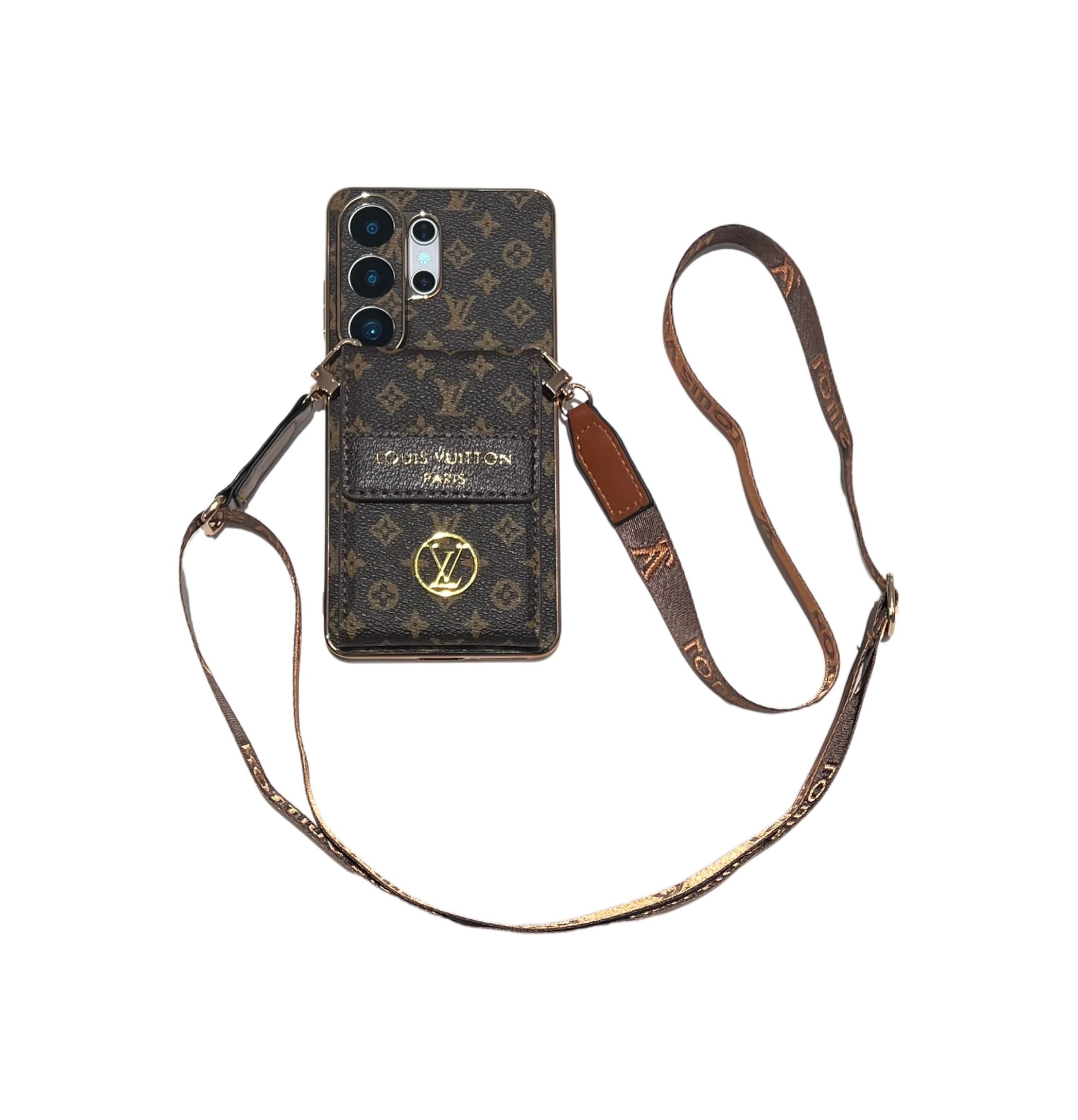 Luxury Advanced Leather Samsung Phone Case with Wallet and Strap.