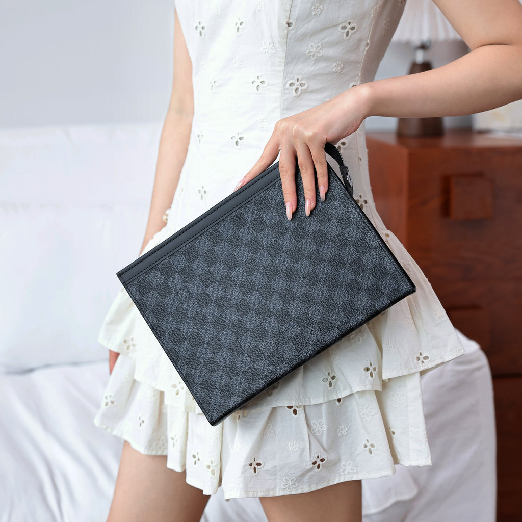 Vintage Check Leather Clutch
