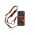 Vintage Monogram Phone Case with Pocket & Detachable Strap