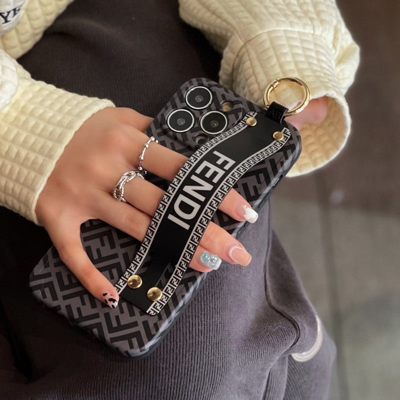 Eleganckie etui na iPhone'a z opaską na nadgarstek