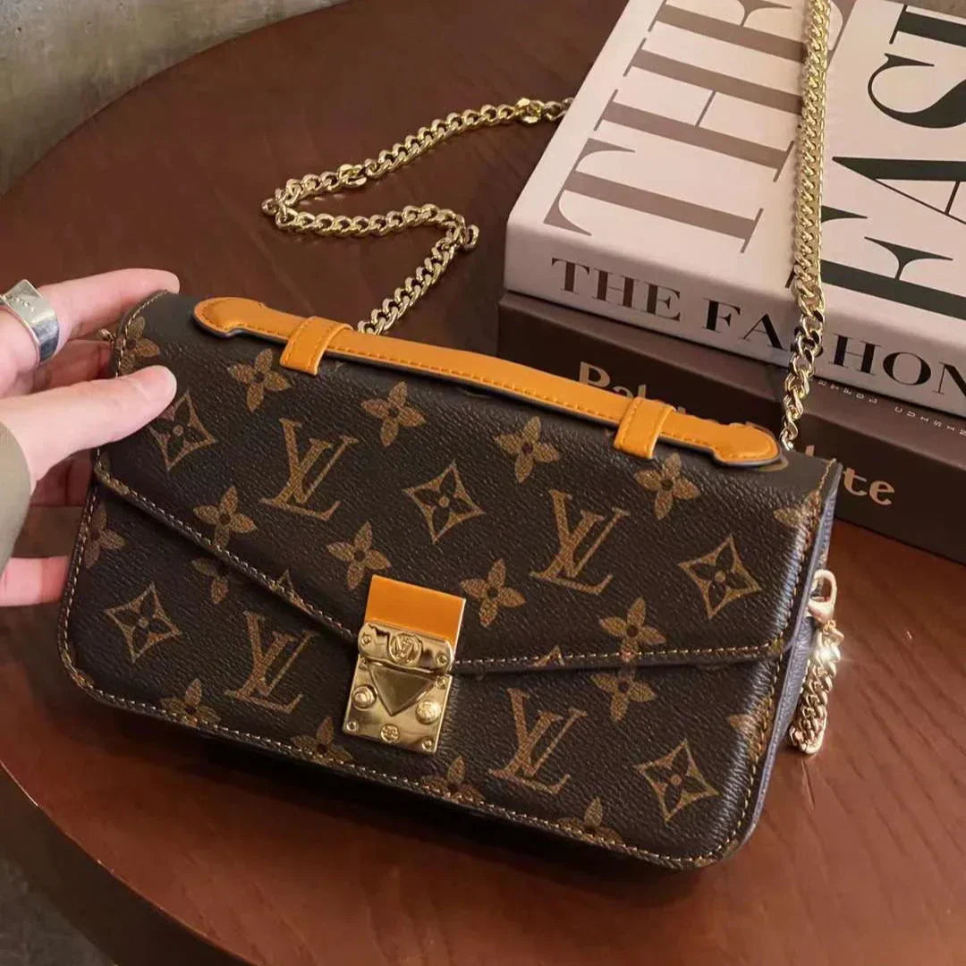 Monogram Canvas Bag Hand Held Crossbody Chain Mobile Phone