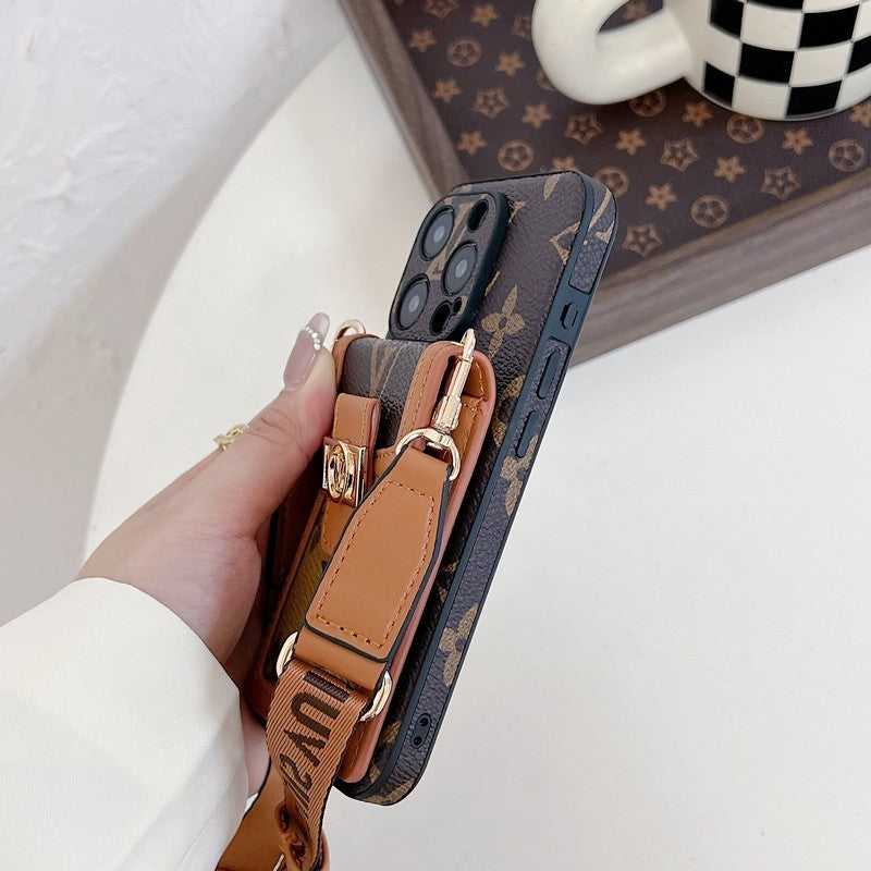 Luxuriöse iPhone-Hülle mit Kartenhalter zum Umhängen