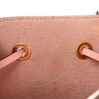Classic Printed Canvas Bucket Bag with Soft Pink Leather Details
