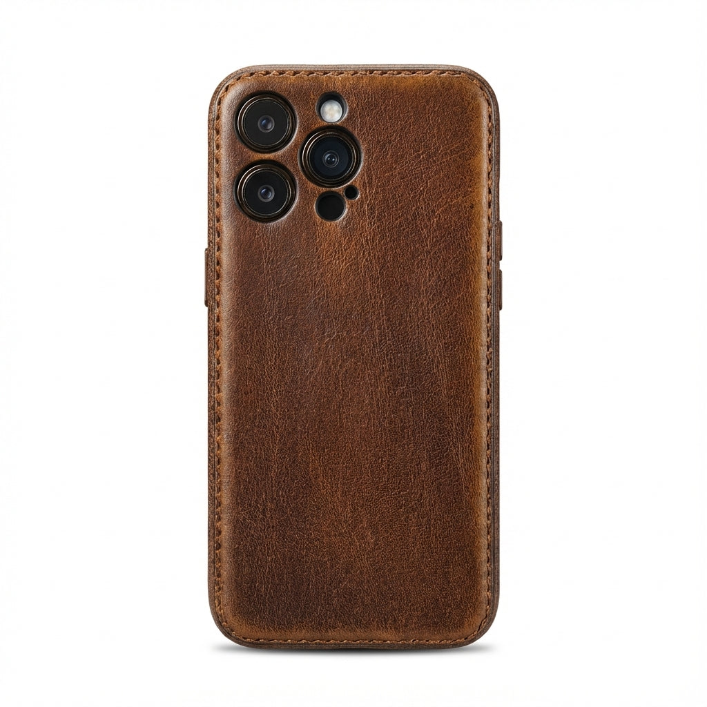 Coque iPhone en cuir au tannage végétal fabriquée à la main – Édition Patine Vintage