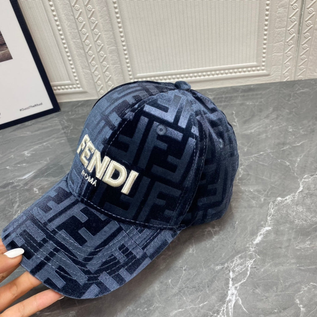 Luxury FF Gold Velvet Baseball Cap | Luxury Designer Adjustable Hat
