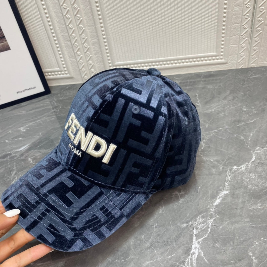Luxury FF Gold Velvet Baseball Cap | Luxury Designer Adjustable Hat