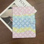 Ylellinen Canvas Monogram Nahka Raikas Summer Theme Pattern Apple iPad -kotelo musta