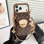 Luksusowe etui Crossbody na iPhone'a z kieszenią na kartę & Odpinany pasek