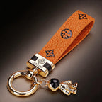 Genuine Leather Luxury Car Astronaut Keychain