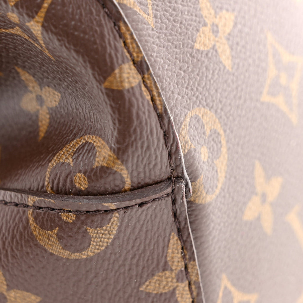 Classic Printed Canvas Bucket Bag with Soft Pink Leather Details