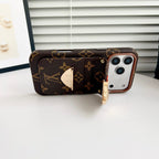 Luksusowe etui Crossbody na iPhone'a z kieszenią na kartę & Odpinany pasek