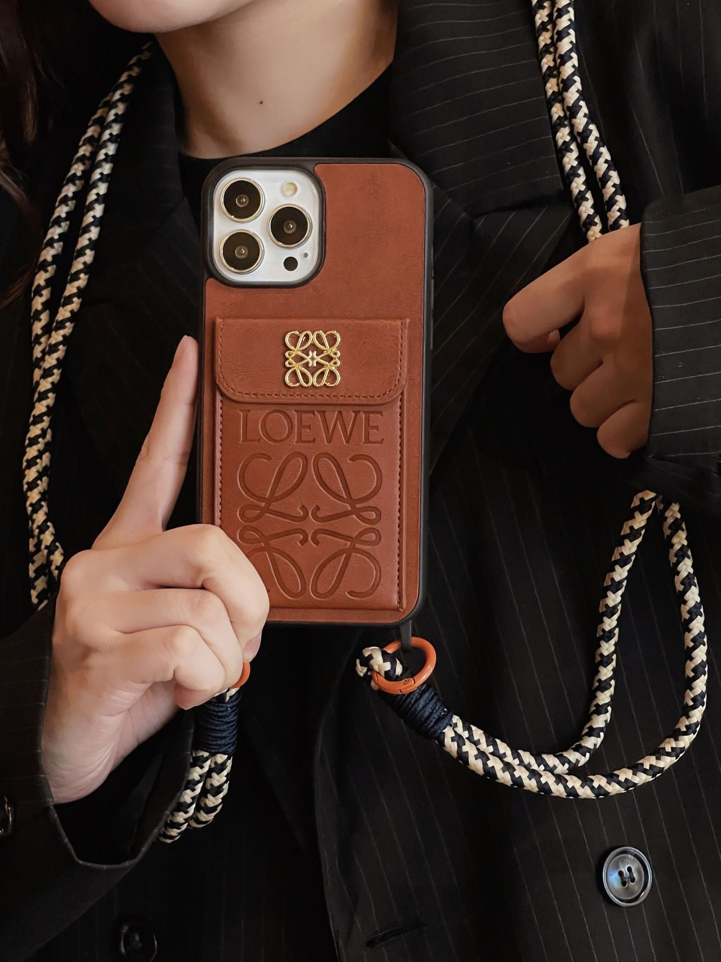 Loe kaarthouder leren iPhone-hoesje