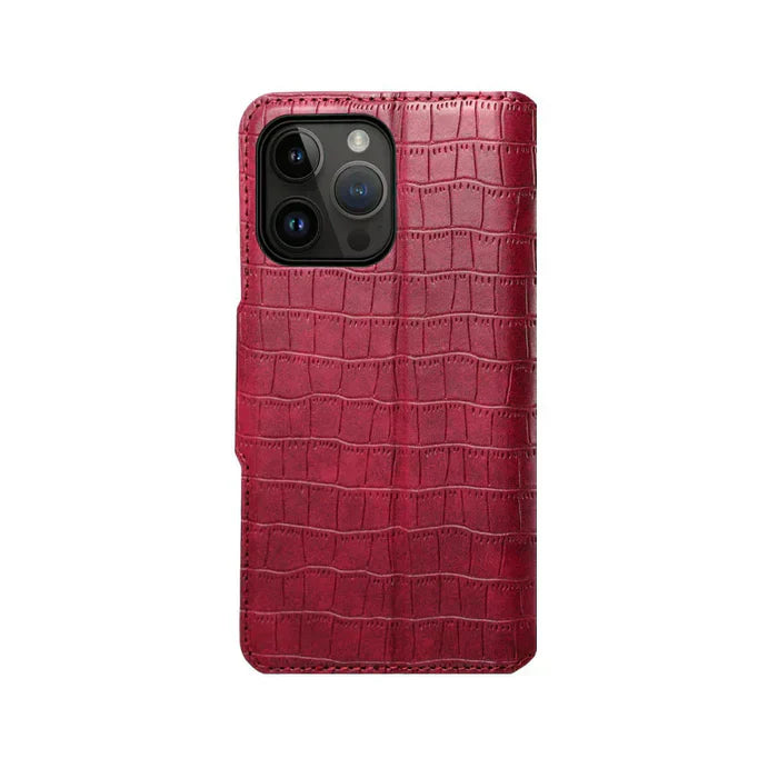 Alligator Print iPhone Case With Wallet And Strap