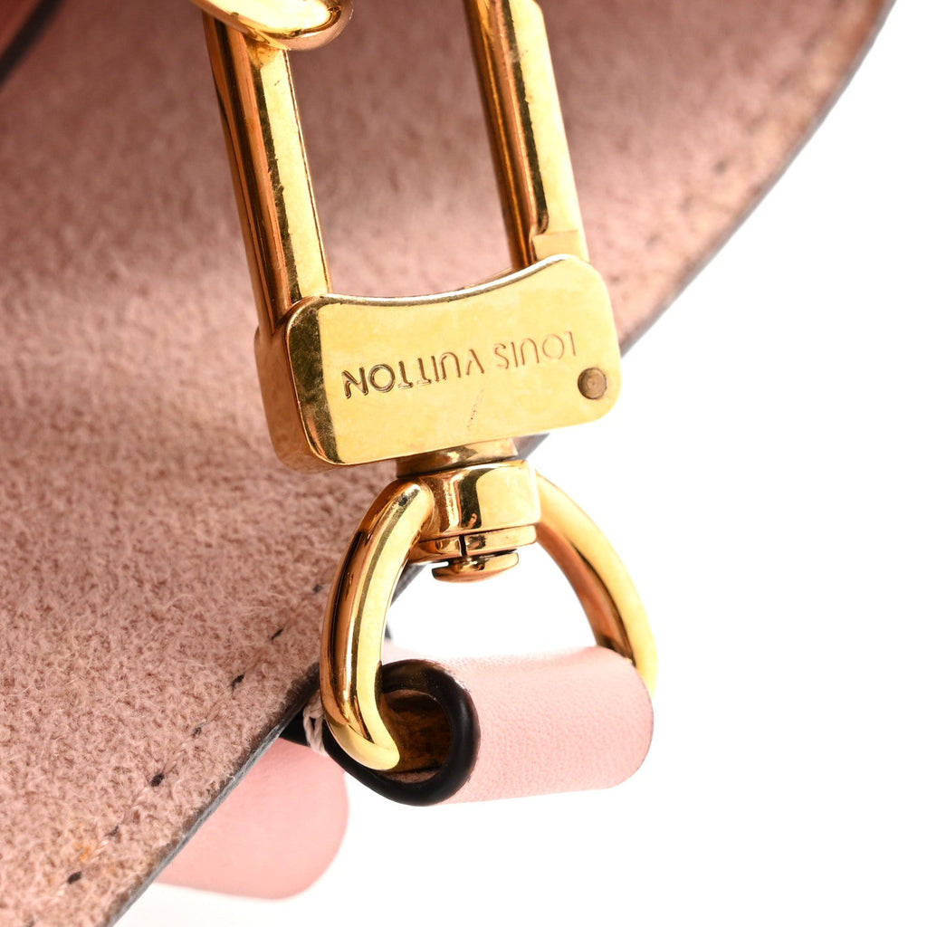 Classic Printed Canvas Bucket Bag with Soft Pink Leather Details