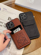 Luksusowe etui na iPhone'a z uchwytem na kartę, czarne-LZP241448