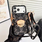 Luksusowe etui Crossbody na iPhone'a z kieszenią na kartę & Odpinany pasek