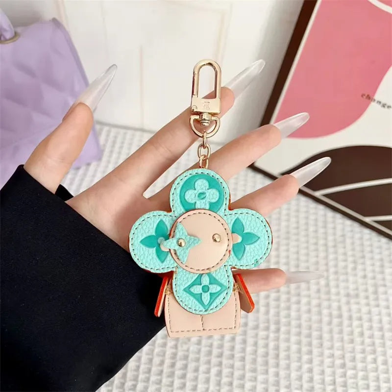 Flower Leather Bag Charm | Cute Keychain & Handbag Accessory