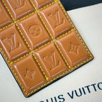 Quilted Chocolate-Style Leather Keychain