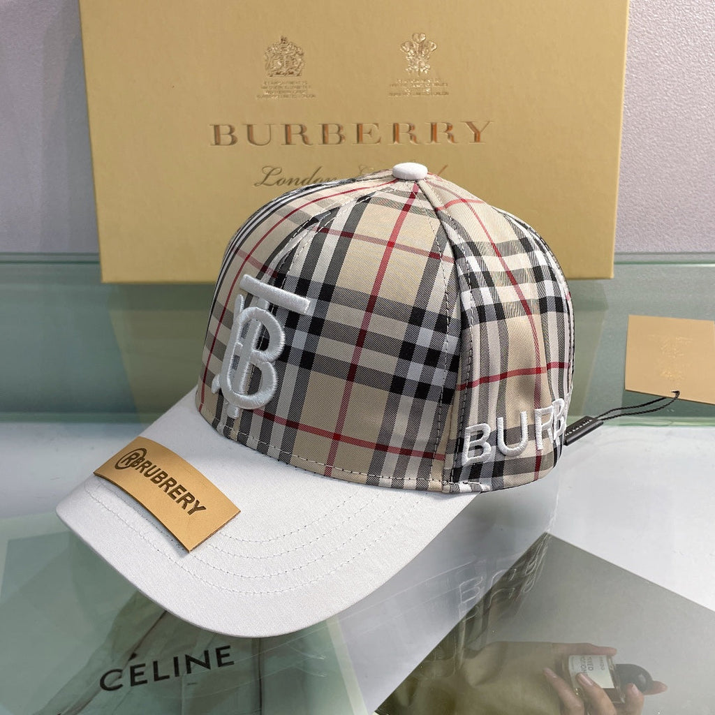 Luxury Baseball Cap Classic Check Embroidered