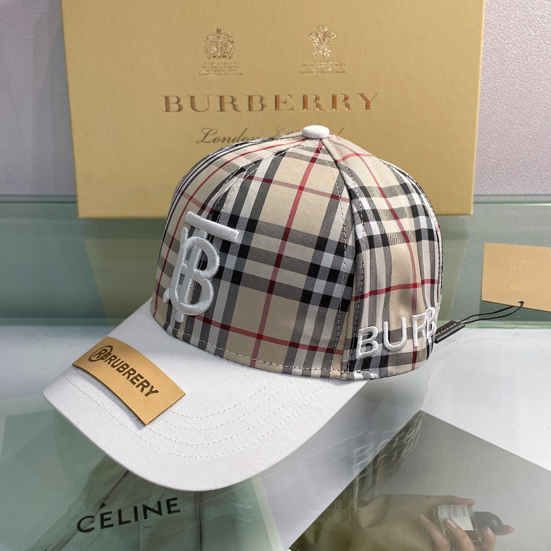 Luxury Baseball Cap Classic Check Embroidered