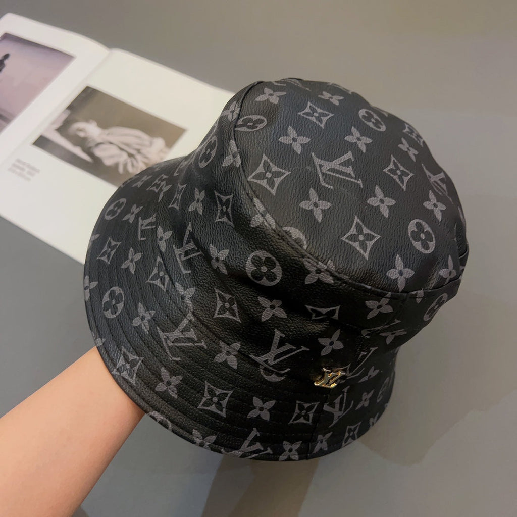 Luxury Monogram Leather Bucket Hat | Luxury Designer 1v Hat