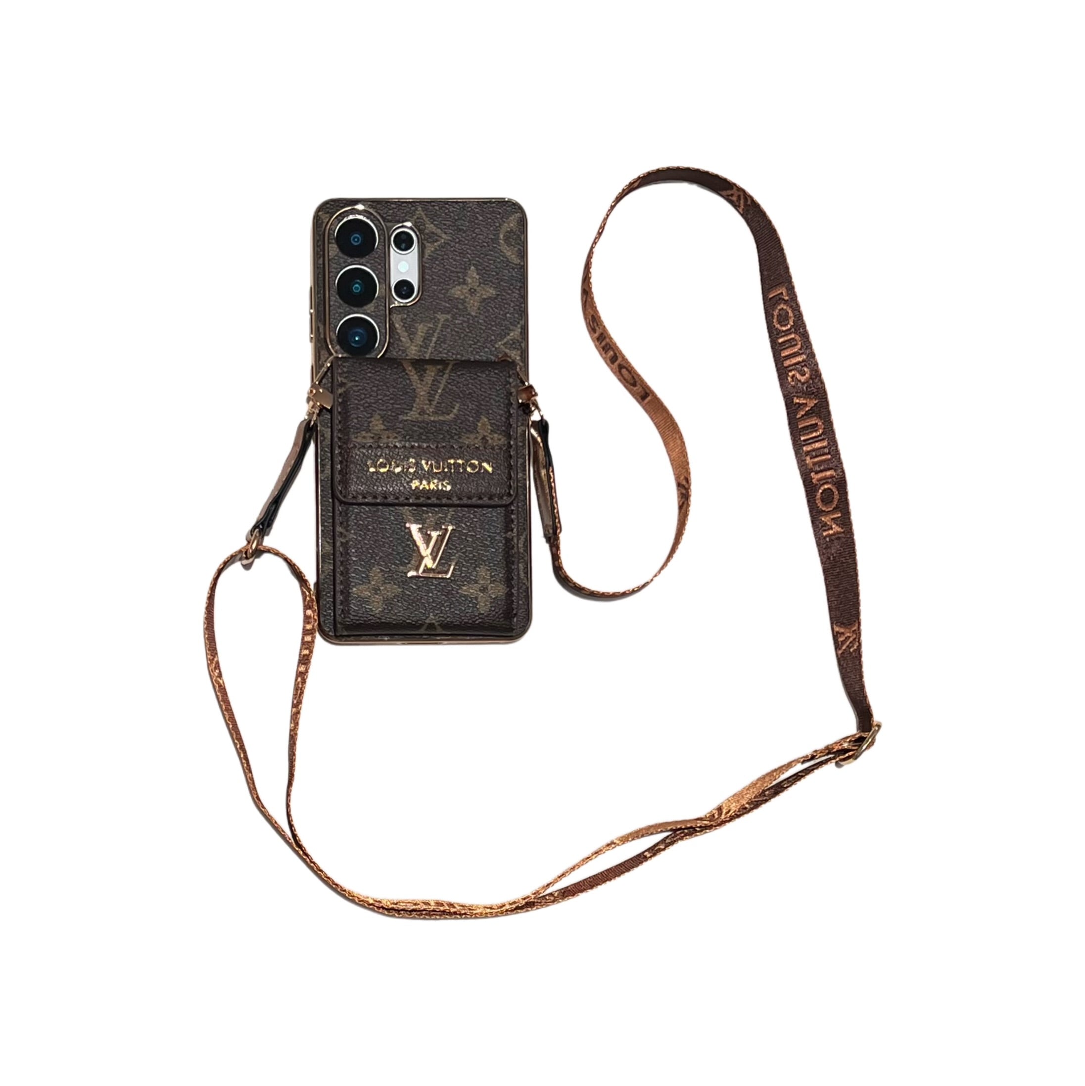 Luxury Advanced Leather Samsung Phone Case with Wallet and Strap.